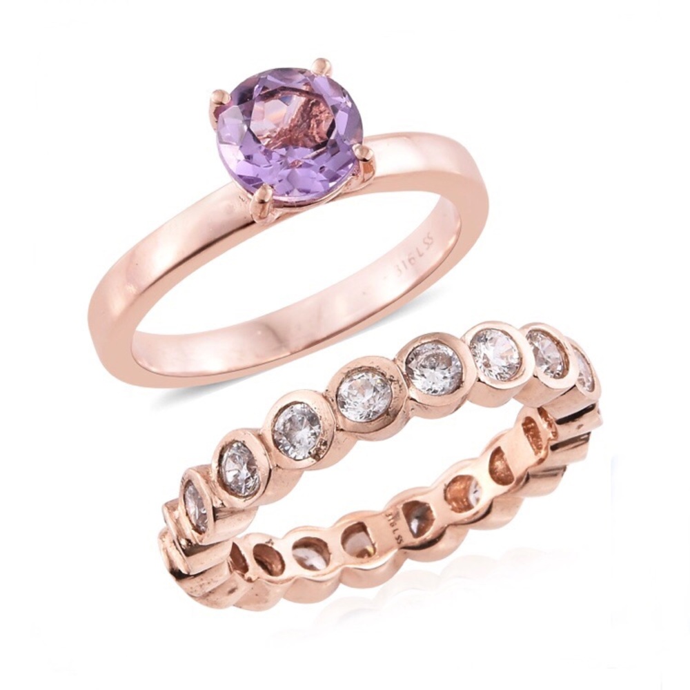 NWT Amethyst Solitaire & Eternity Ring Set